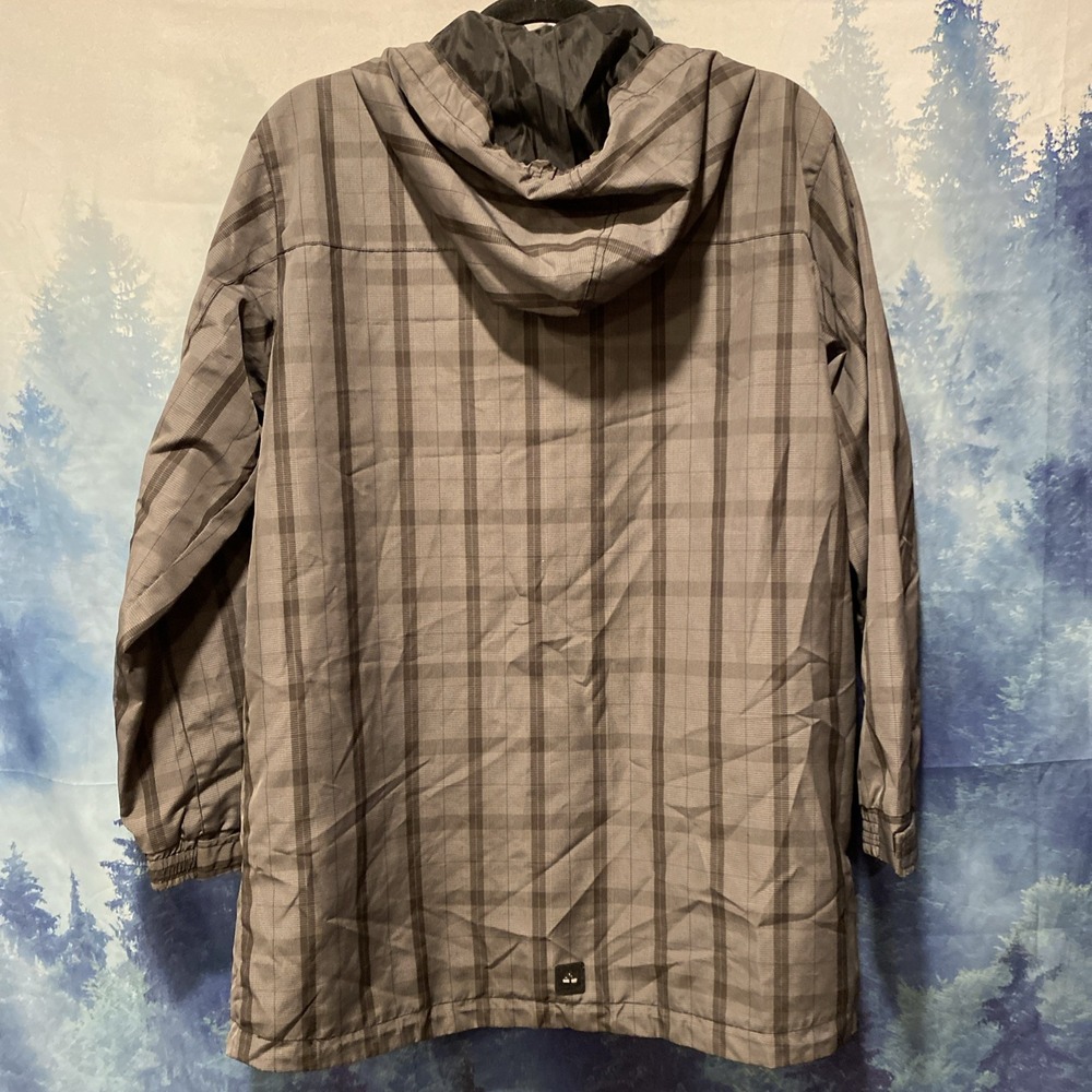 Timberland Grey‎ Black Plaid Zip Up Men's Rain Coat Size Large (16-18) - Picture 8 of 9